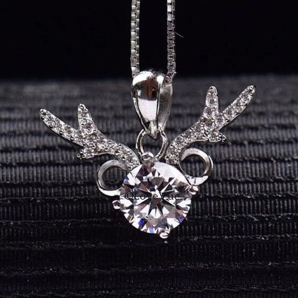 Certified 1ct. t.w. Diamond Antler Deer Elk Necklace - Picture 3 of 15